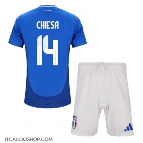 Italia Federico Chiesa #14 Prima Maglia Bambino Europei 2024 Manica Corta (+ Pantaloni corti)